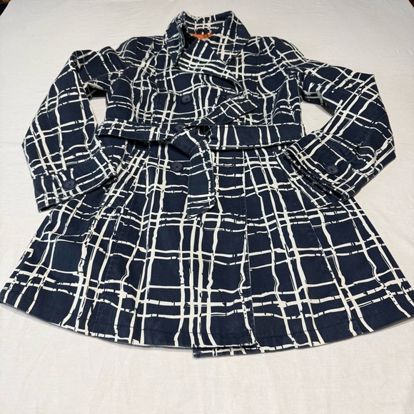 Merona Jackets & Blazers - Merona Navy and White Geometric Jacket with Orange Lining and Belt